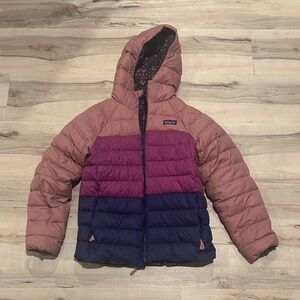 Patagonia Women's Hooded Colorblock Puffer - Dusty Rose, Magenta & Navy